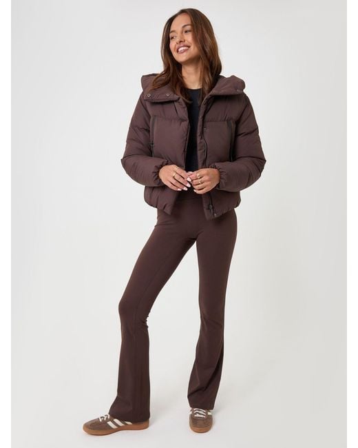 Threadbare Brown Showerproof Cropped Puffer Coat