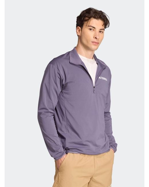 Adidas Originals Purple Adidas Terrex Multi Climawarm Half-Zip Tech Fleece Jacket for men