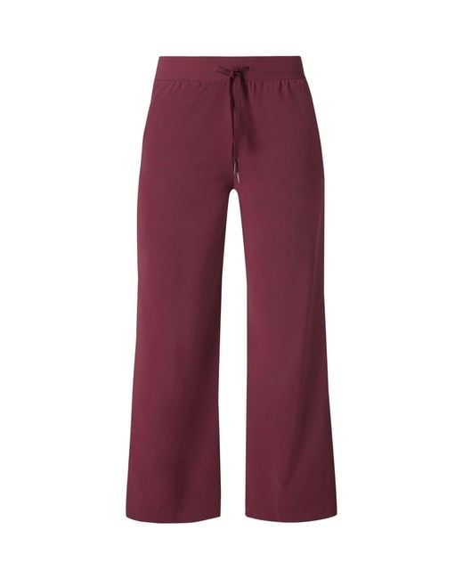 Sweaty Betty Red 32 Inch Inside Seam Explorer Side Stripe Wide Leg 32 Trousers