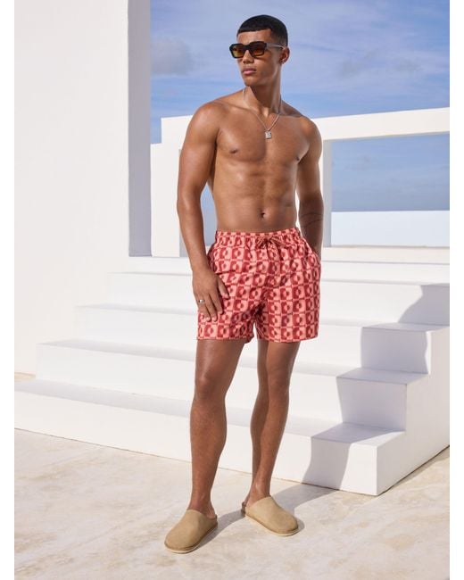 Next Red Printed Swim Shorts for men