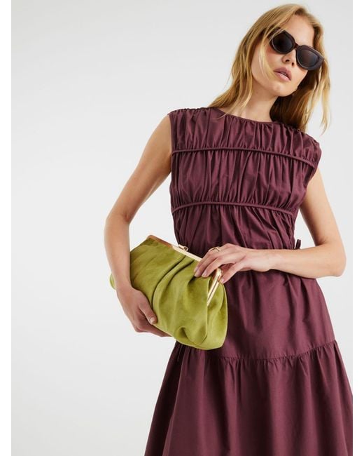 River Island Purple Draw String Tiered Cotton Maxi Dress