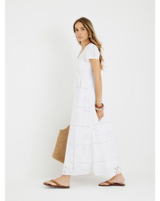 River Island White Cutwork 100% Cotton Midi Dress