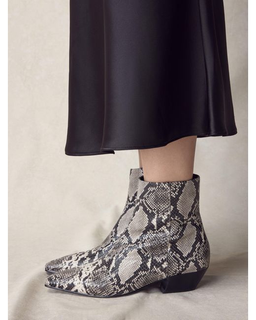 Next Metallic N. Premium Chisel Toe Flat Ankle Boots