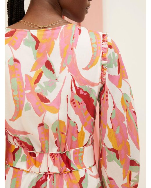 FatFace Pink Fatface Peony Painted Leaves Maxi Dress