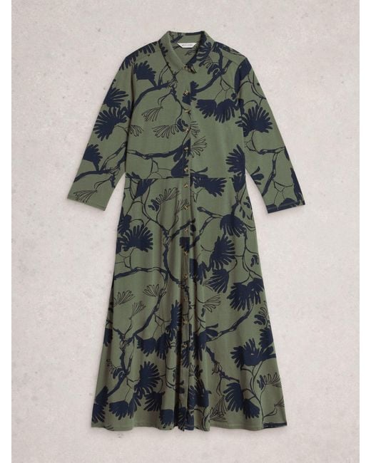 White Stuff Green Rua Jersey Shirt Dress