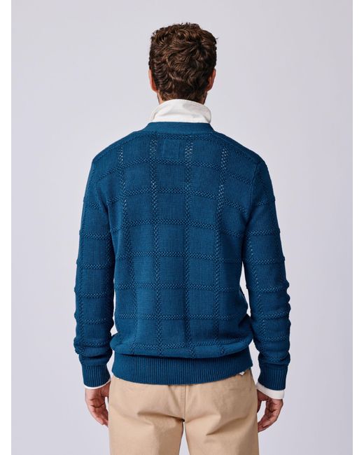 aubi Blue Rainham Checked Cardigan for men