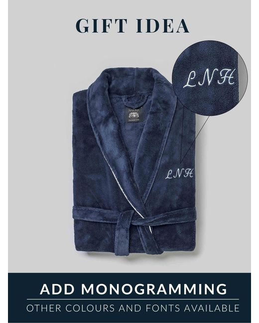 Savile Row Company Bademantel Aus 100 % Baumwolle Mit Waffelstruktur in Blue für Herren