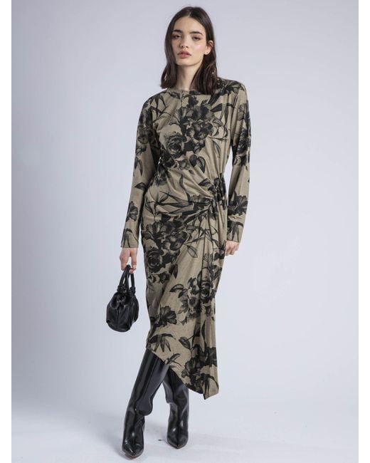 Religion White Long Sleeved Flint Jersey Dress With Drape Detail