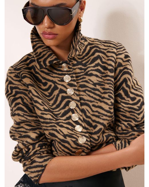 Lipsy Natural Animal Print Collared Jacket