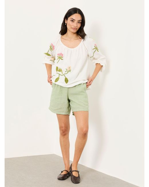 FatFace Green Fatface Cassie 100% Linen Shorts