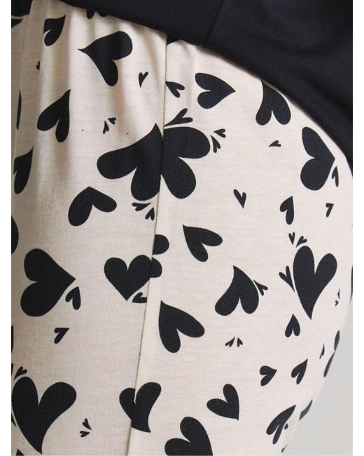 JD Williams Black Heart Print Pyjamas Set 2 Pack