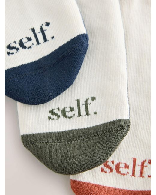 Self Blue Rust Colour Block Trainer Socks 3 Pack