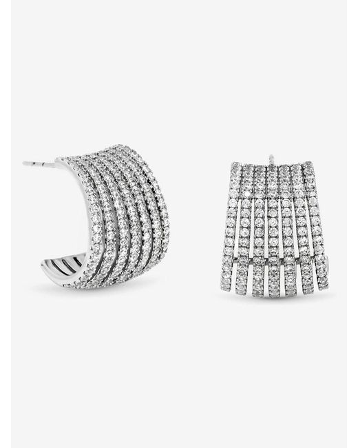 Jon Richard Metallic Cubic Zirconia Multirow Hoop Earrings