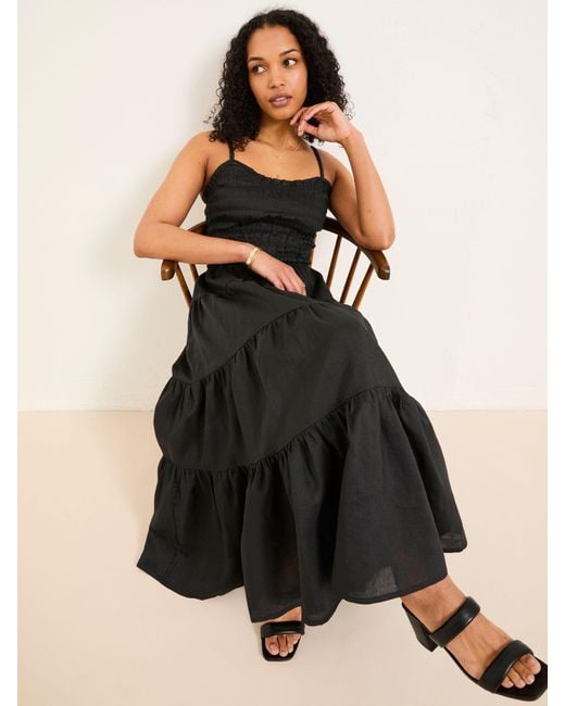 FatFace Black Tiered Strappy Dress