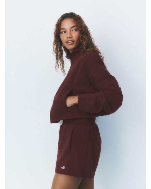 Self Red Zip Through Sweat Jacket
