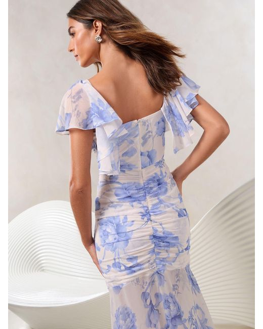 Lipsy Gray Petite Mesh Angel Sleeve Maxi Dress