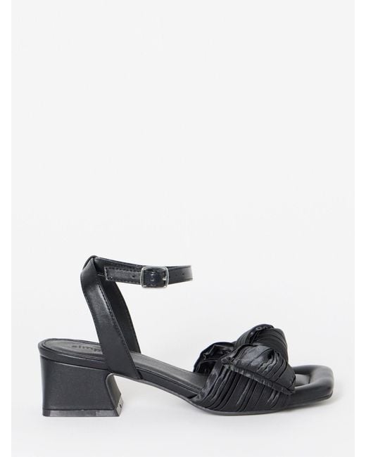 Simply Be Blue Wide Fit Side Bow Low Block Heels