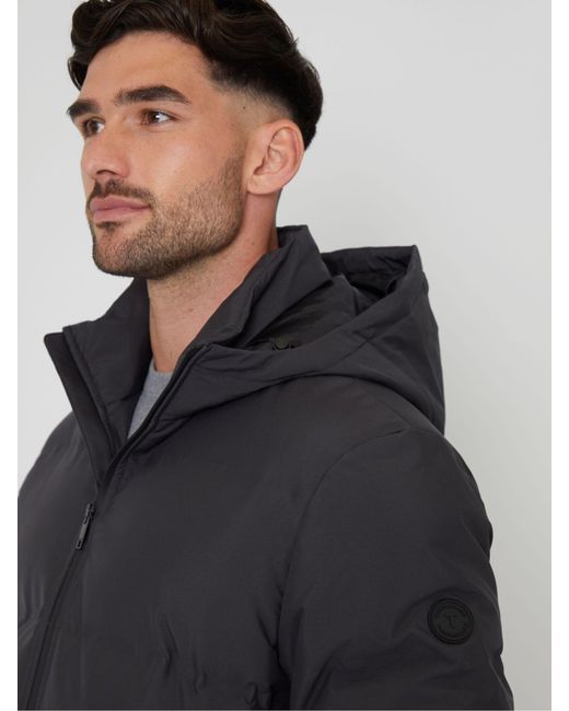 Threadbare Blue Showerproof Hooded Puffer Coat for men