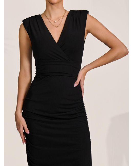 boohoo bodycon midi dress Asymmetrical Bodycon Dress - Seamless Shaping - Black