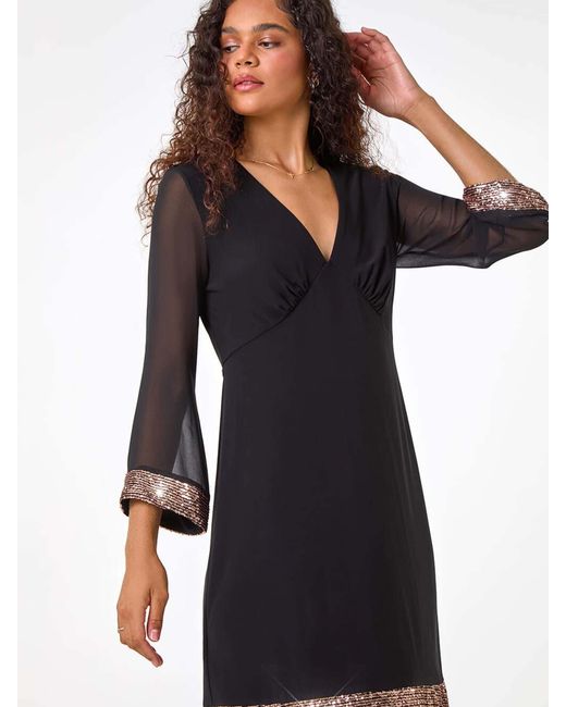 roman black sequin dress Buy Roman Black Sequin Bow Back Flare Dress from Next USA