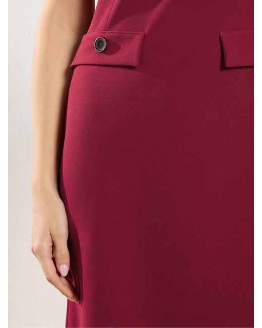 M Com Red Button Detail Work Midi Dress