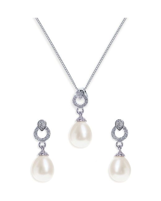 Ivory & Co. White Stockholm And Pearl Circle Drop Set