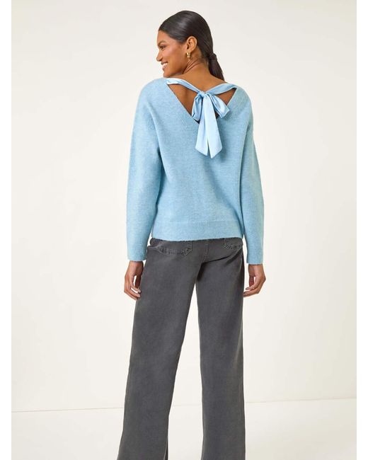 Roman Blue Ribbon Bow Tie Back Jumper