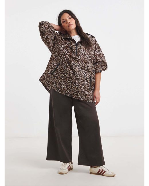 Simply Be Brown Simply Be Leopard Print Overhead Rain Jacket