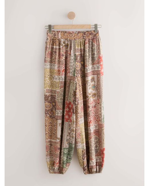 Next Natural Patchwork Balloon Leg Trousers