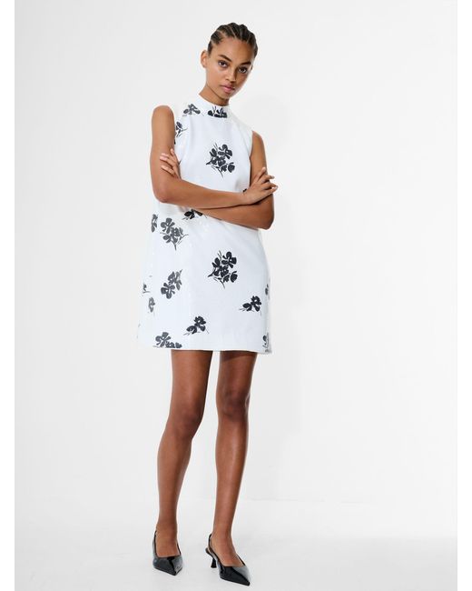 French Connection White Madeline Sequin Sleeveless Dress