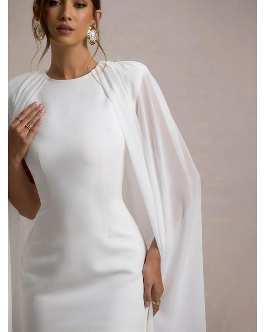 Club L London Pink Elysium Bodycon Mini Bridal Dress With Chiffon Cape