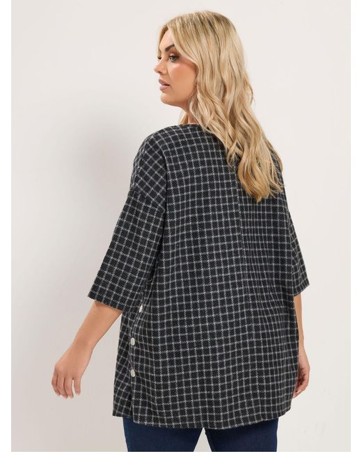 Yours Curve Gray Checked Side Button Top