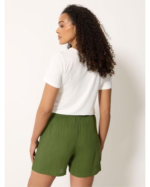 M Com Green Crinkle Shorts