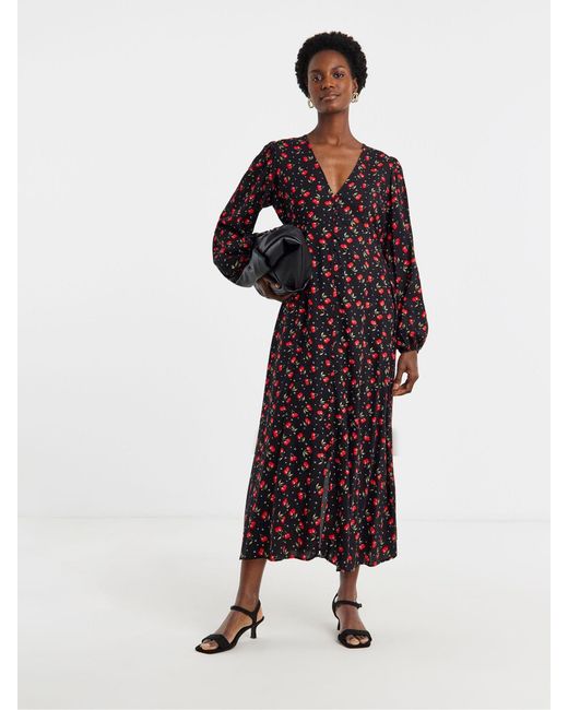 JD Williams Red Button Through Tea Dress