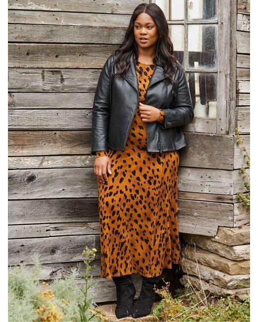 brown curve dress Plus Size Sultry Nights Ruched Midi Dress main image 1