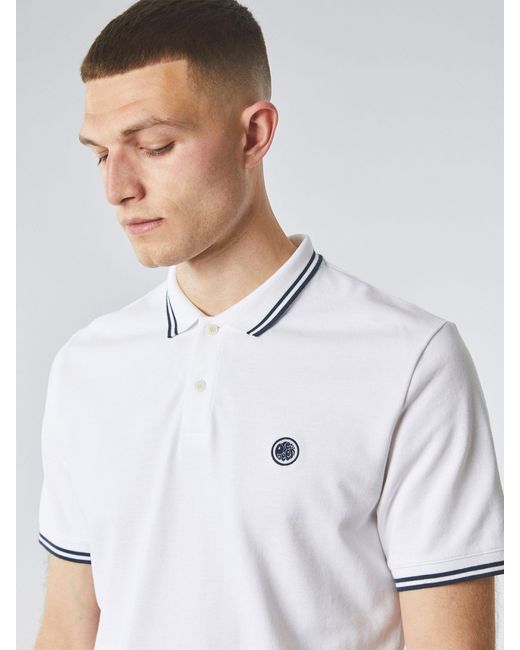 Pretty Green White Barton Tip Polo Shirt for men