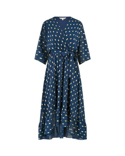 Yumi' Blue Sequin Kimono Midi Wrap Dress