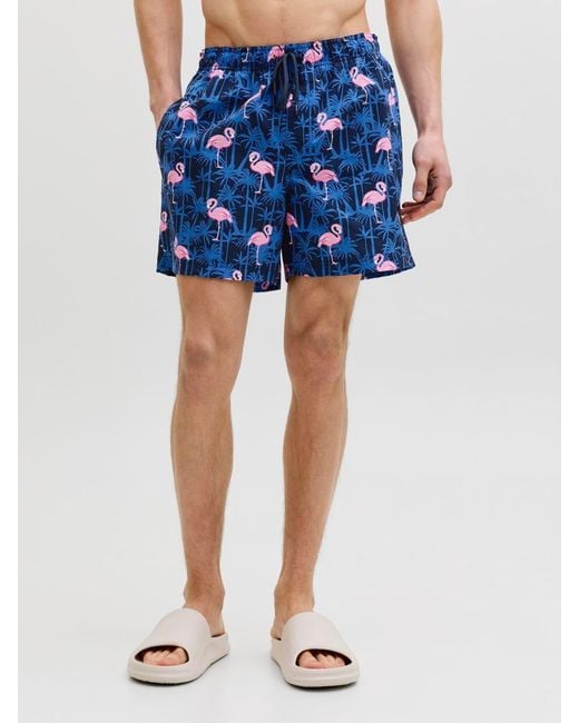 Jack & Jones Blue Patterned Swim Shorts for men
