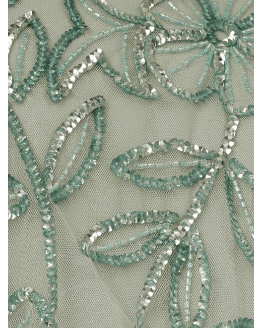 Adrianna Papell Green Blouson Bead Long Dress