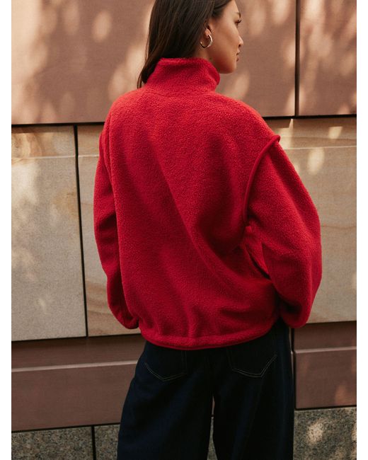 Next Red Quarter Zip Borg Jacket