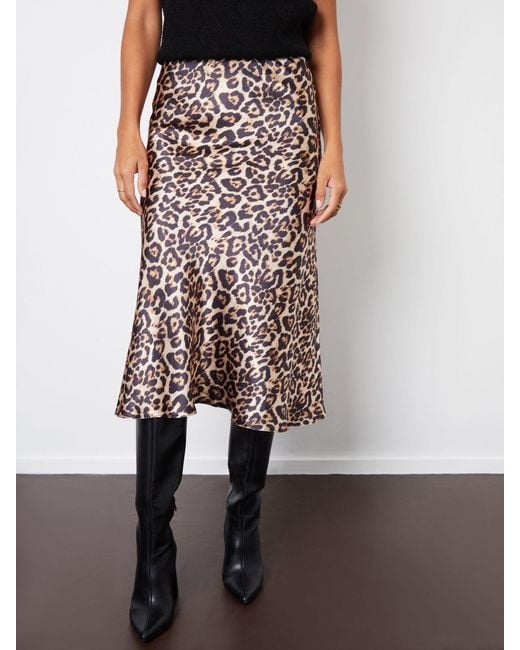 Threadbare Brown Satin Midi Skirt