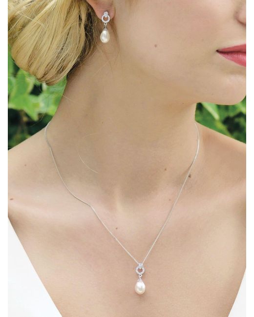 Ivory & Co. White Stockholm And Pearl Circle Drop Set