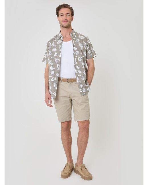 Threadbare Gray Button Down Collar Short Sleeve Shirt for men