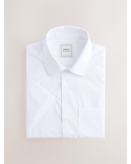 Next White Regular Fit Short Sleeve Easy Care Formal Smart Shirts 5 Pack for men