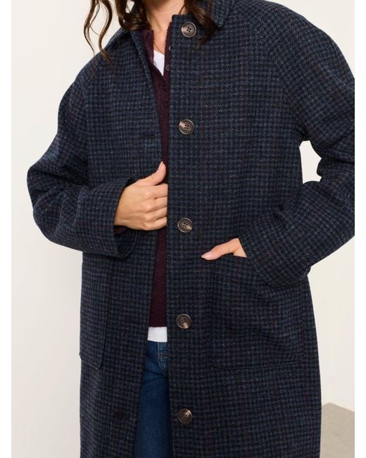 FatFace Blue Fatface Moons Long Wool Coat for men
