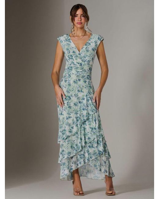 Jolie Moi Green Sleeveless Ruffle Midi Dress