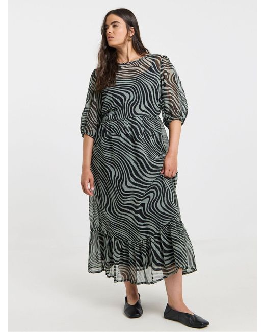 Simply Be Gray Short Sleeve Tiered Georgette Maxi Dress