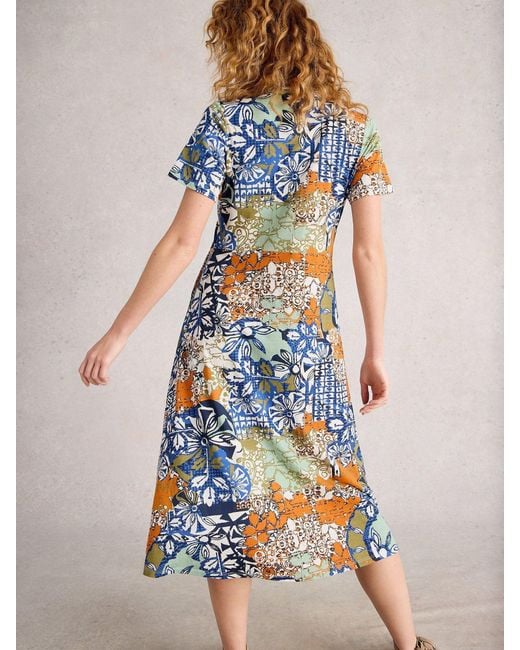 White Stuff Blue Rua Jersey Shirt Dress
