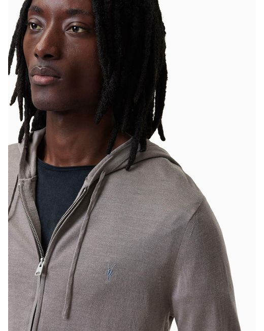 AllSaints Allsaints Mode Kapuzenjacke Aus Merinowolle Mit Reißverschlusslarge in Gray für Herren