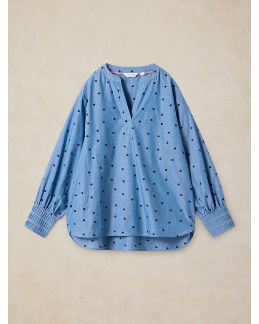 White Stuff Blue Stuff Raya Pop Over Blouse